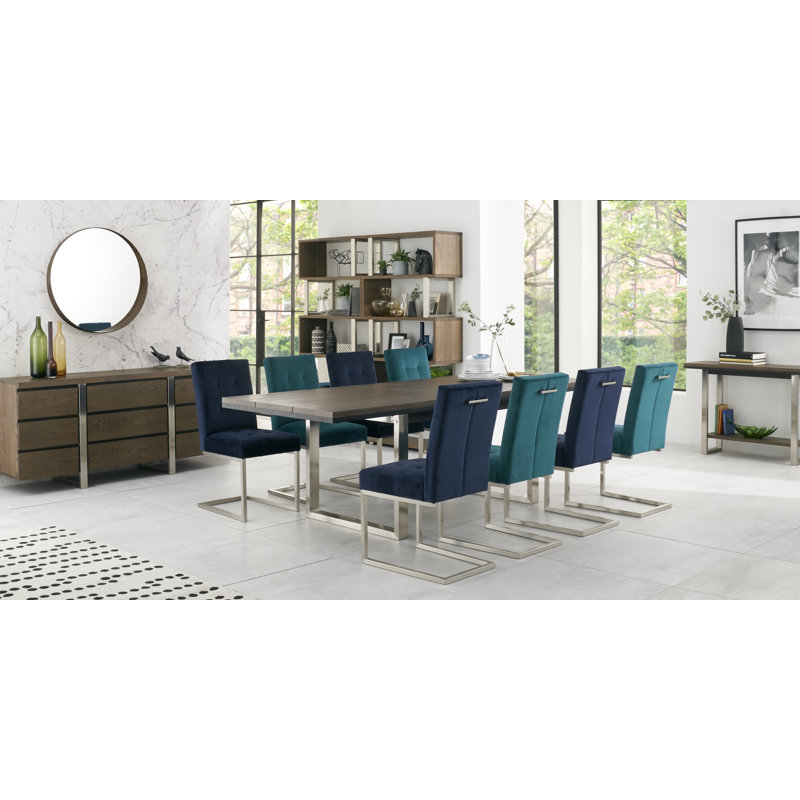 Ferber Extendable Oak Solid Wood Top Dining Table, H77 x L190 x W95cm