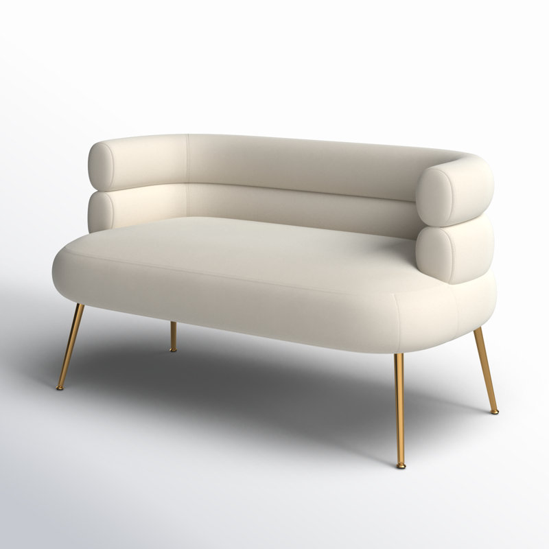 Demetrius  50'' Upholstered Loveseat, Beige Velvet