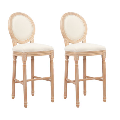 Ensemble de 2 tabourets de bar en bois avec siège rembourré Hengming