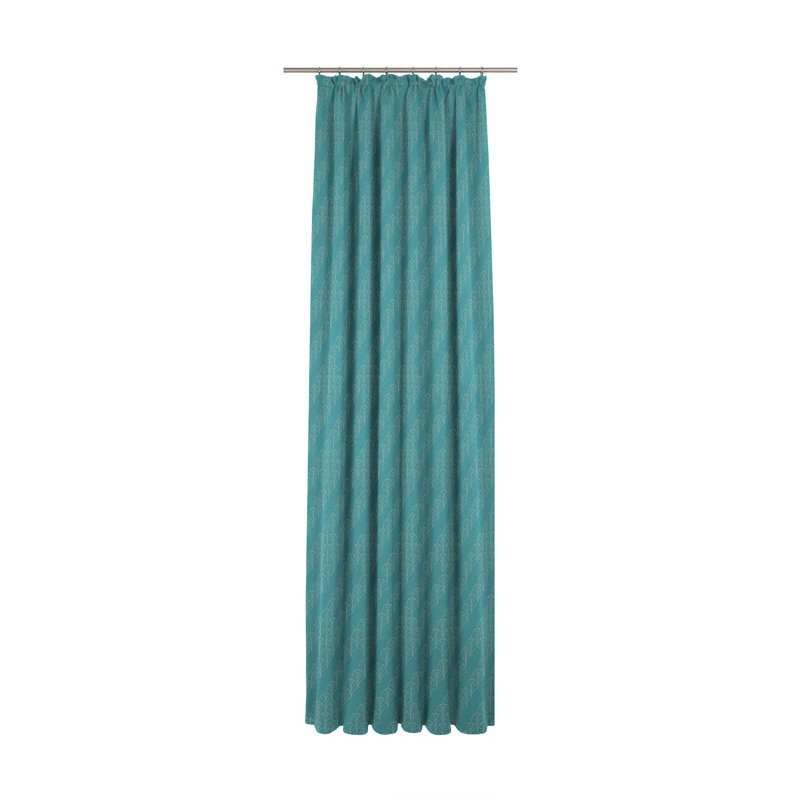 Lizeth Pencil Pleat Opaque Single Curtain, Turquoise, 225cm Width x 145cm Drop
