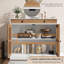 Buffet blanc et brun avec portes et tiroir en verre, armoire à café en bois-1123618460