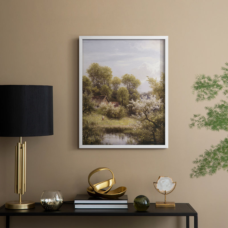 «Vintage Landscape CCXI», reproduction encadrée - bois massif, H 11 po x l 9 po, Blanc