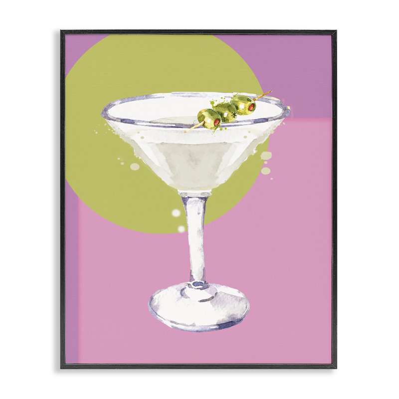 «Olive Martini», estampe numérique par Susan Jill, H 30 po x l 24 po, Giclée encadrée noir minuit
