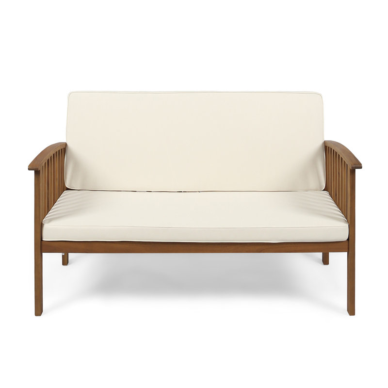 Nobhill 53.25'' Wide Straight Acacia Loveseat with Cushions, Brown Patina, Beige