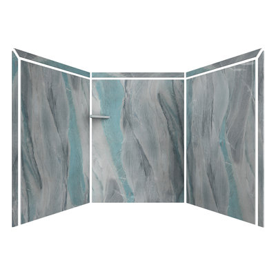 FlexStone Adaptable 60"W x 60"D x 80"H Alcove Shower Surround in Triton