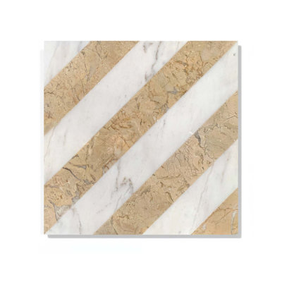 12"×12" Waterjet Polished Natural Stone Marble Tiles For Floor And Wall, 1 Box 8 PCS