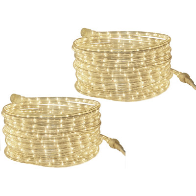 Cordon lumineux Tupkee transparent chaud - 24 pieds (7,3 m), pour une utilisation intérieure et extérieure - 10 mm de diamètre - 288 ampoules incandescentes transparentes à longue durée de vie - paquet de 2