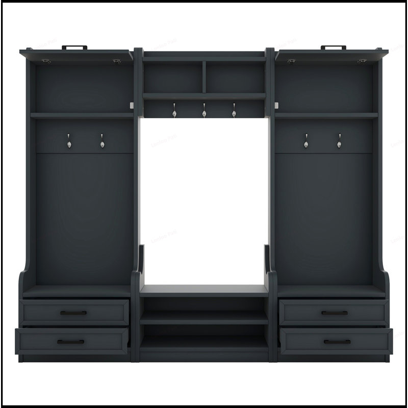 Versatile Detachable Hall Tree with Multiple Storage Options for Organized and Stylish Entryways, Dark Blue