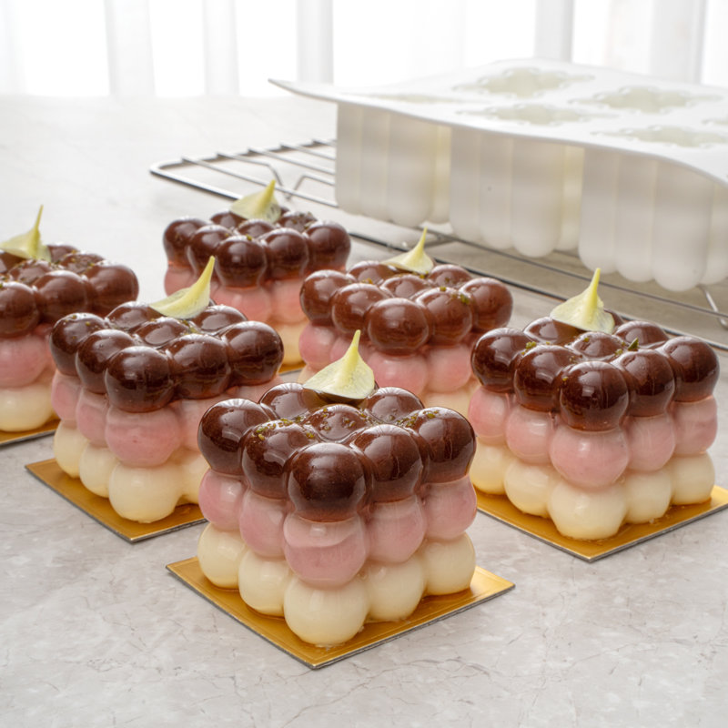 Articles de restaurant - 6 moules à pâtisserie et à pâtisserie, 10 moules 3D prêts pour le four - flexibles, congelables, moules en silicone blanc pour la cuisson, dégagement facile, pour le chocolat, le gâteau au fromage, la gelée ou la mousse