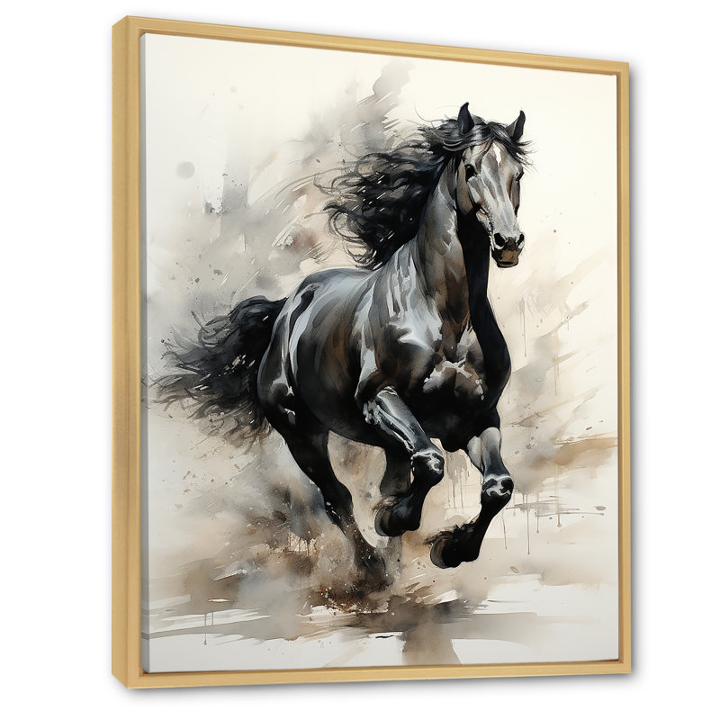 «Black Horse» - Impression, H 20 po x l 12 po x P 1 po, Cadre flottant brun