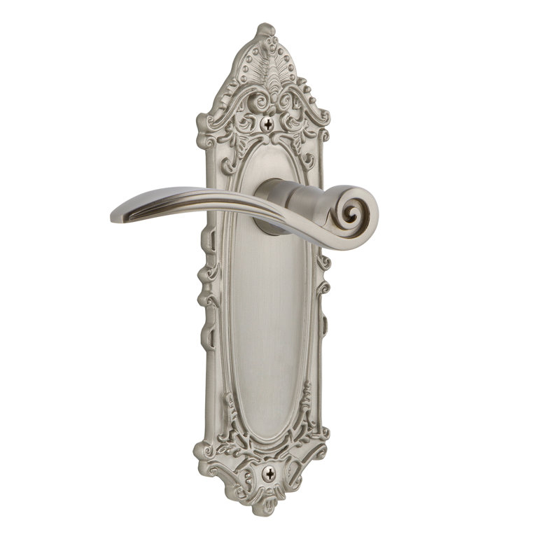 Plaque simulée victorienne avec levier de cygne, Nickel satiné, Gaucher