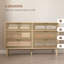 Commode de chambre à coucher, commode 6 tiroirs avec panneaux cannelés, chêne