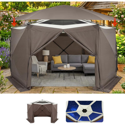 Tente pour abri de jardin 13 x 13 pi avec abri à 6 côtés