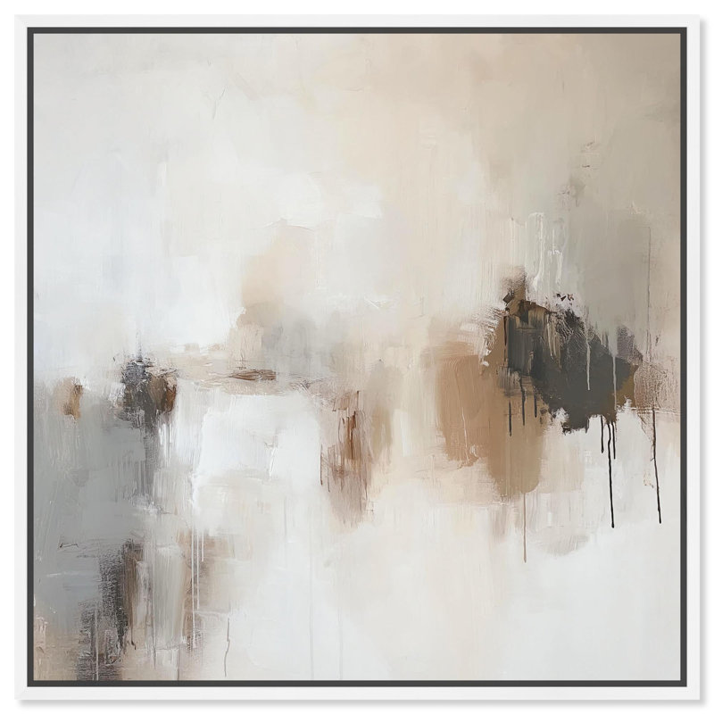 Abstrait neutre sur toile Windswept Reverie II par Art Remedy, Cadre flottant blanc, H 41 po x l 41 po x P 1,8 po
