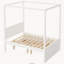 Lit plateforme à baldaquin avec lit gigogne simple, 3 tiroirs de rangement et tête de lit, blanc-1737700418-1737700416