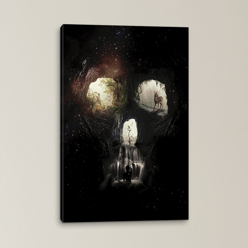 «Cave Skull» par Ali Gulec, impression sur toile tendue, H 40 po x l 26 po x P 1,5 po, Toile tendue, Pas de tapis