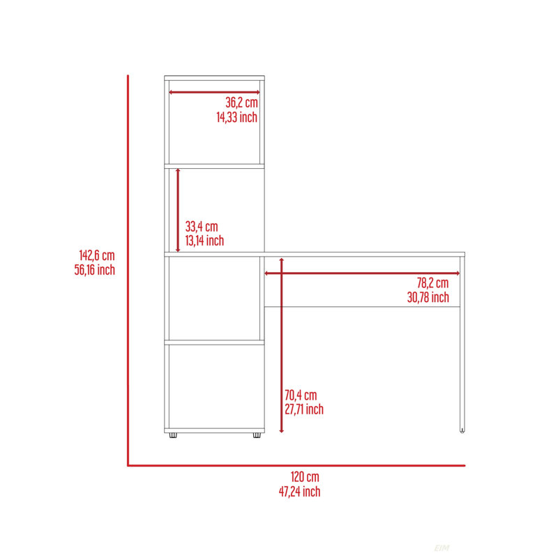 Bureau Vik avec armoires de rangement, quatre tablettes (bureau) Vik