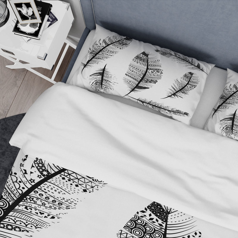 Ensemble de housse de couette designart plumes avec tribal, Housse simple + 1 taie décorative