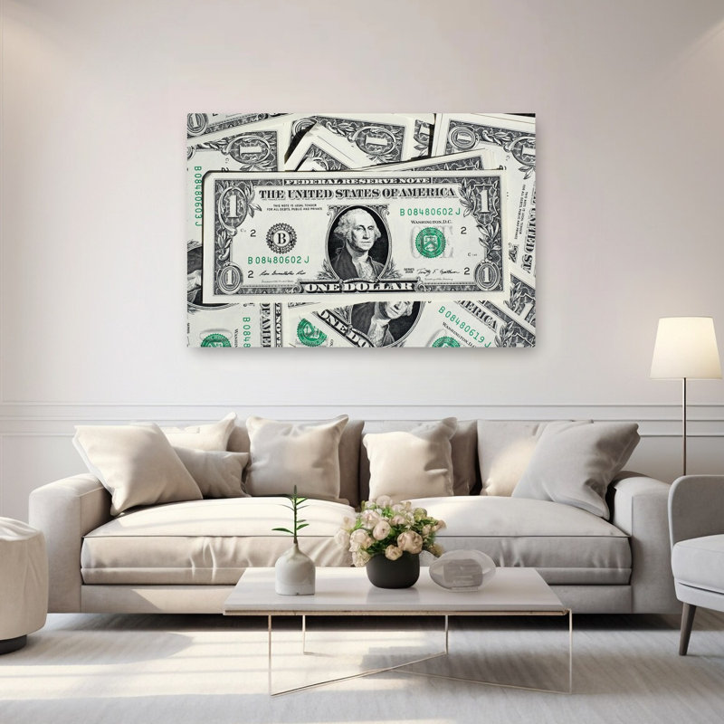 American One Dollar Bill Contemporary Wall Art Print by Pictufy Studio IV - Wrapped Canvas Print, 101.6cm H x 152.4cm W
