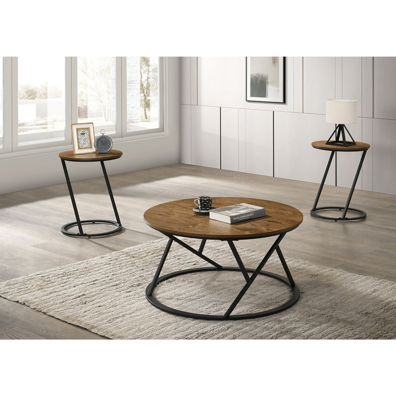 Ensemble de table contemporaine 3 pièces Natural Finish, Naturel