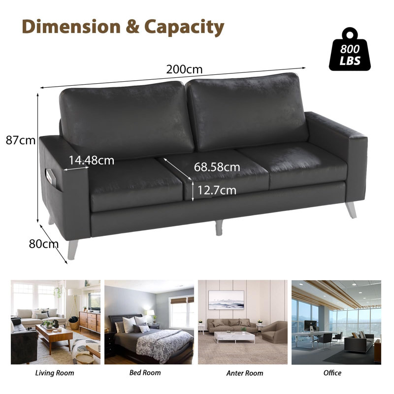 3 Seater Faux Leather Sofa