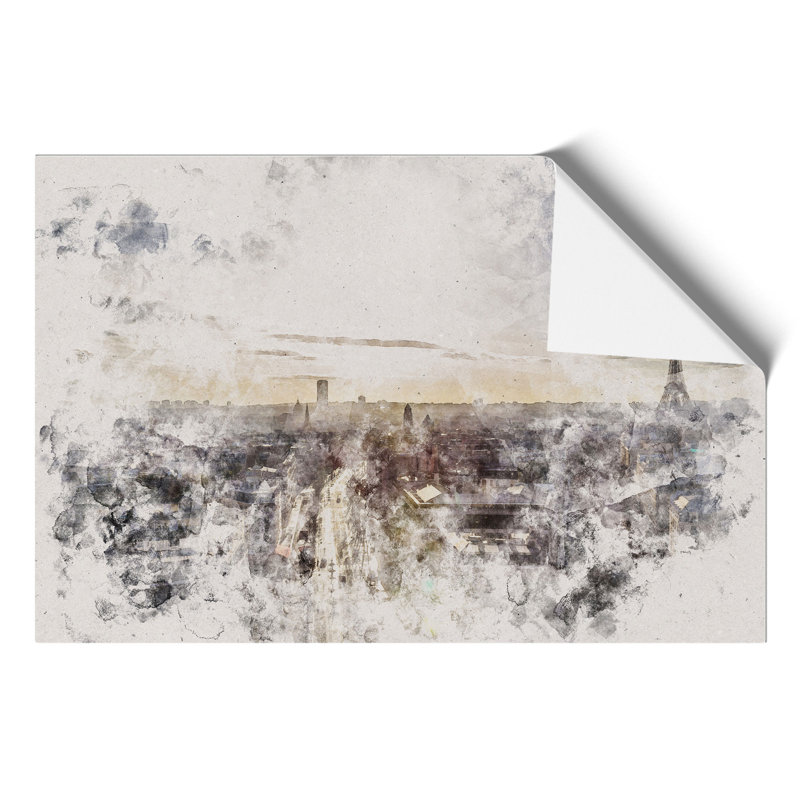 Paris Skyline Watercolour - Frameless Print, 59cm H x 84cm W x 0.1cm D