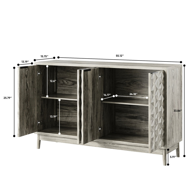 Armoire moderne grise avec espace spacieux pour le rangement dans la cuisine et la salle à manger, Gris
