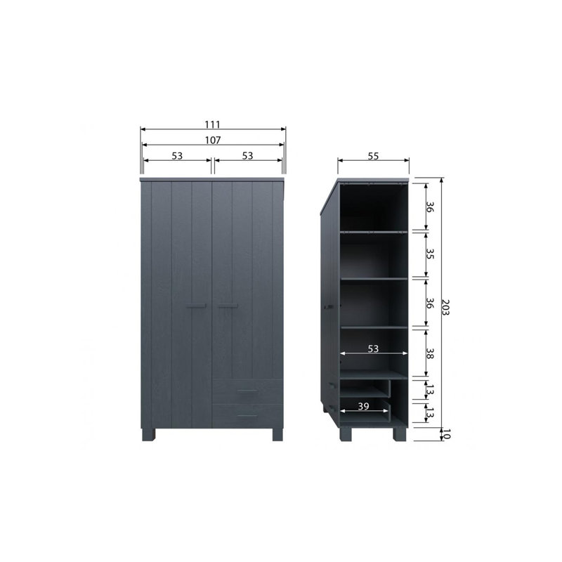 Sarcoxie 2 Door Wardrobe