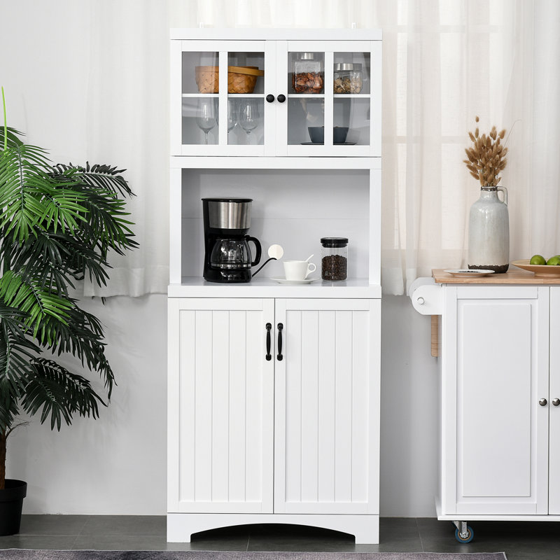 Armoire de cuisine avec tablettes réglables et espace pour micro-ondes pour la salle à manger, armoire de rangement décorative pour la maison