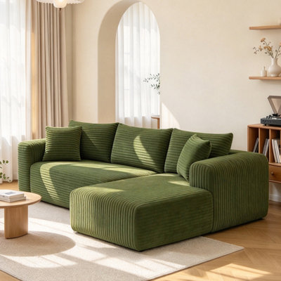 Canapé en L 96 po moderne, canapé modulaire rembourré avec coussin, canapé-lit à combinaison libre pour le salon, canapé à compression dans une boîte et sans assemblage requis