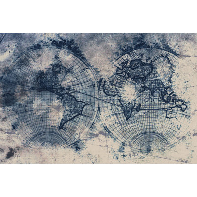 Distressed World 2 - Wrapped Canvas Painting
