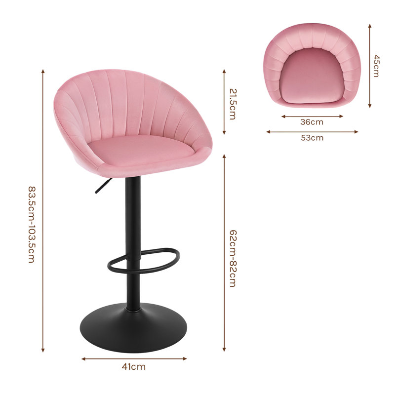 Swivel Upholstered Adjustable Height Counter Stool with Metal Frame, Pink