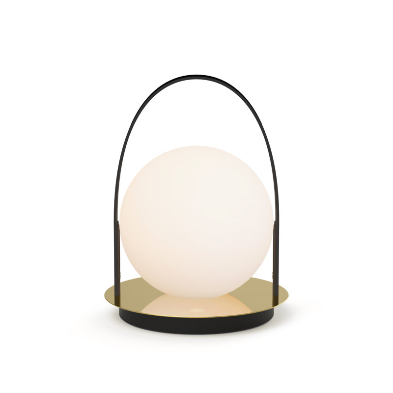 Bola Battery Powered Integrated LED Outdoor Lantern, Brass/Black