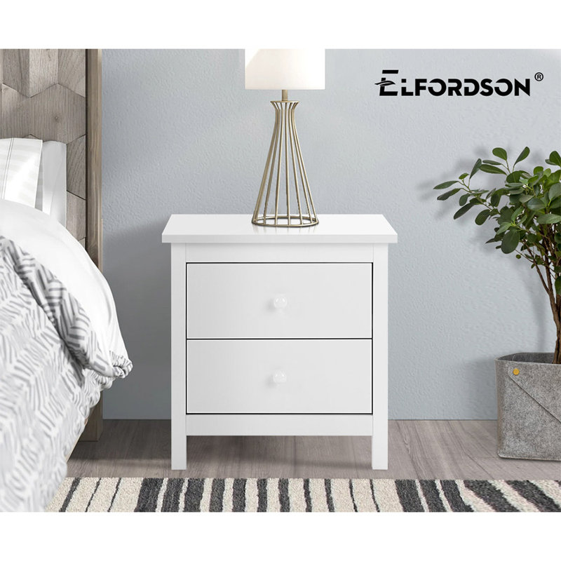 50 cm W Bedside Table, White