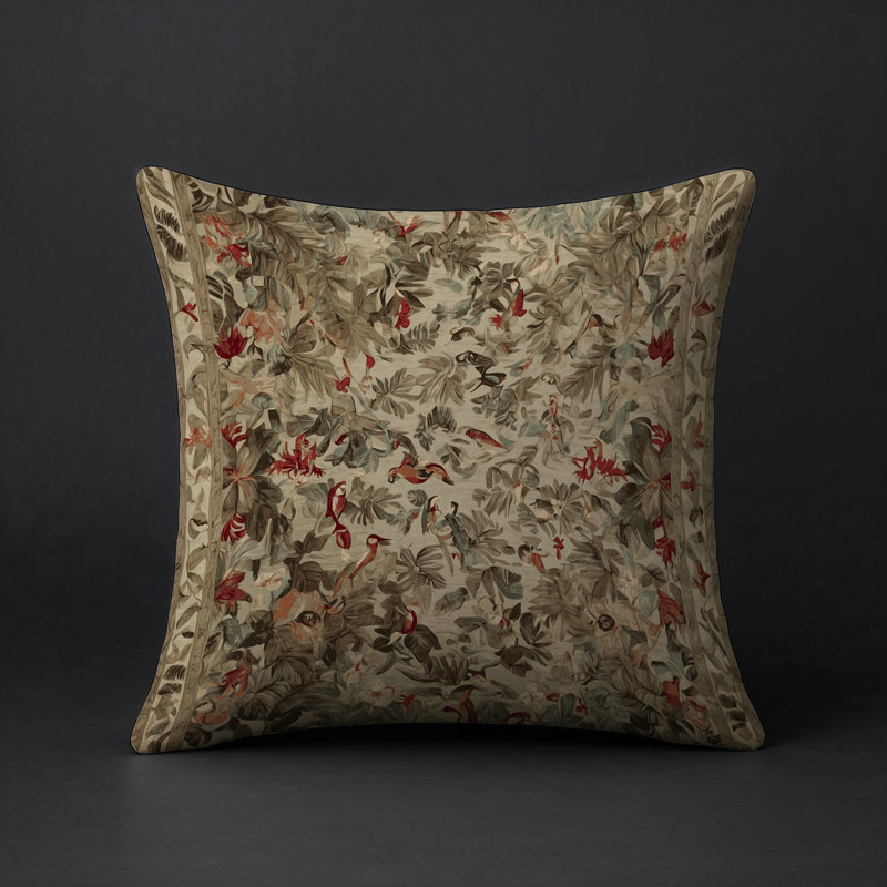 Coussin décoratif intérieur et extérieur Modern, Carré 20 po, Brun floral 54