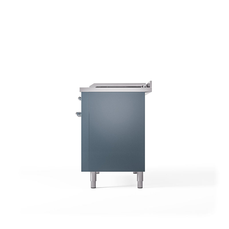 ILVE Nostalgie II 48 in Dual Fuel Range, 5 Burner, Griddle, Frenchtop, Liquid Propane, Blue Gray/Chrome