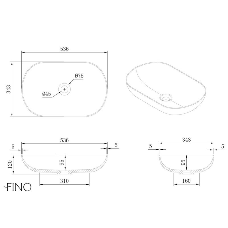 Brayden Studio 54mm L x 34mm W Natural Stone Oval Sink