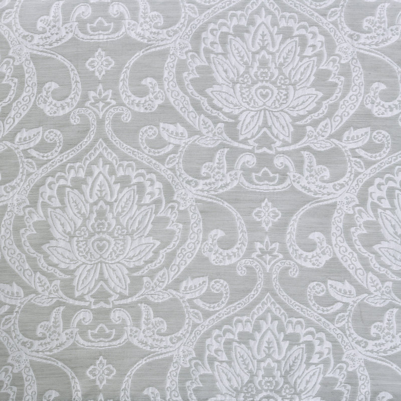 HausHome Jacquard Damask Semi-Sheer Grommet Curtain Panels, Light Gray, 52" x 108"