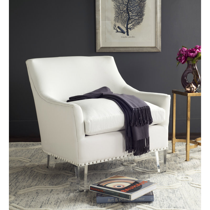 Harutiun Upholstered Armchair, White / Clear