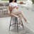 26.97" Counter Stool With Faux Leather And Curved Walnut Wood Backrest Design-595812646