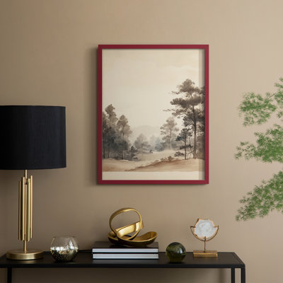 «Vintage Landscape VII», reproduction encadrée - bois massif