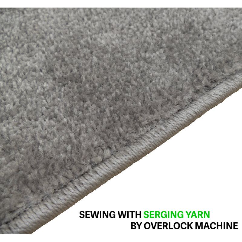 Custom Size Anti Slip Antibacterial Latex Back Solid Color Gray Medium Profile Soft Pile by Feet, Runner 2'2" x 18'