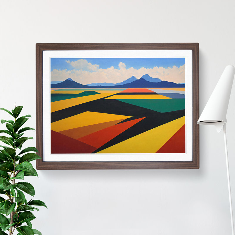 Abstract Meadow Landscape Vol.3 - Framed Print, 34cm H x 46cm W x 2cm D, Walnut