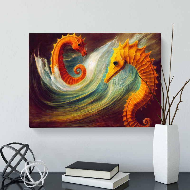 Seahorse Painting - Wrapped Canvas, 35cm H x 50cm W x 3cm D