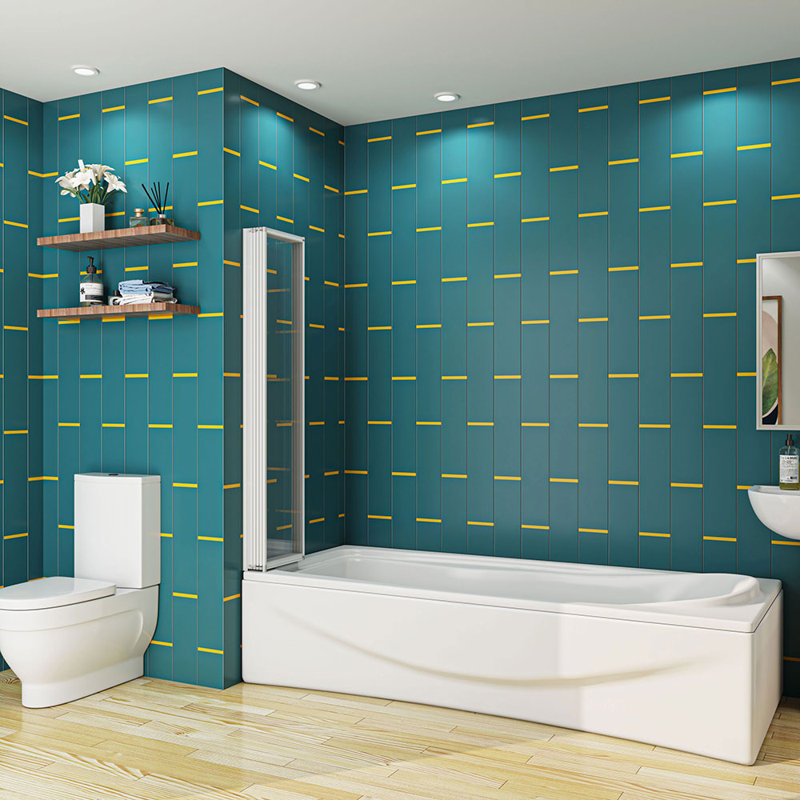 Idalia 1400mm Height 4 Folding Pivot Shower Bath Screen Panel, Framed Color Optional, 1000 cm, White