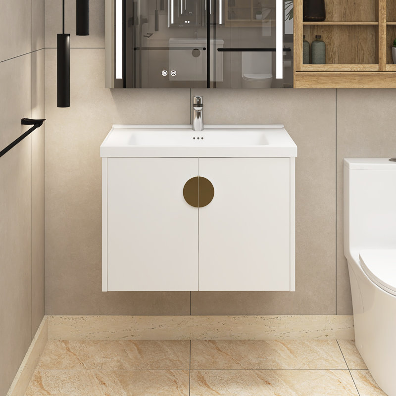 Meuble-lavabo simple 28 po avec plateau en céramique Aanaya