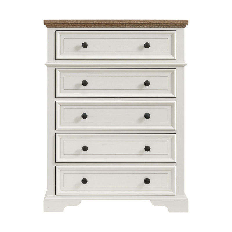 Aryion Youth 5-Drawer Chest in Brown and White