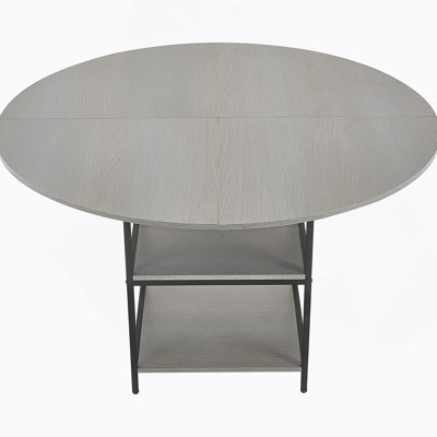 47 In Round Dining Table Wood Kitchen Table For 4-6 Person Grey (Only Table)