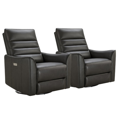 Gabi Genuine Leather Swivel Glider Power Recliner(Set of 2)