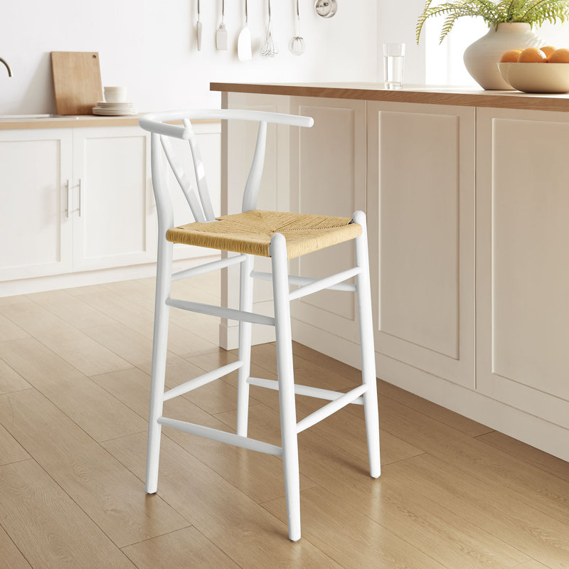Amish Wood Bar Stool In Teak, White, Bar Stool (29" Seat Height))